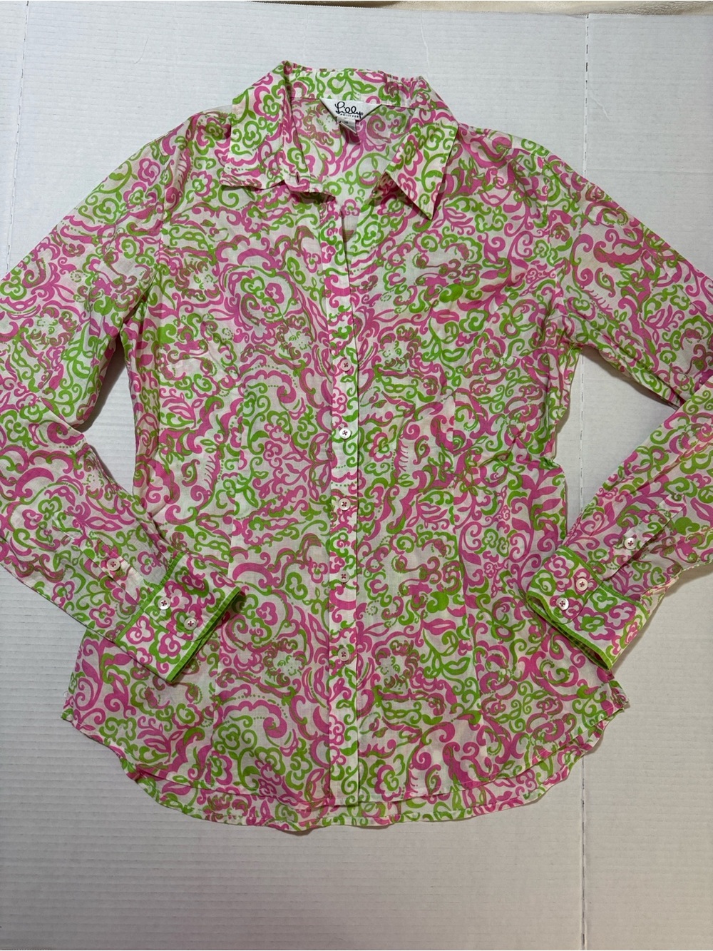Lilly Pulitzer Vintage White Label Sea View Button Down Abstract Paisley 233